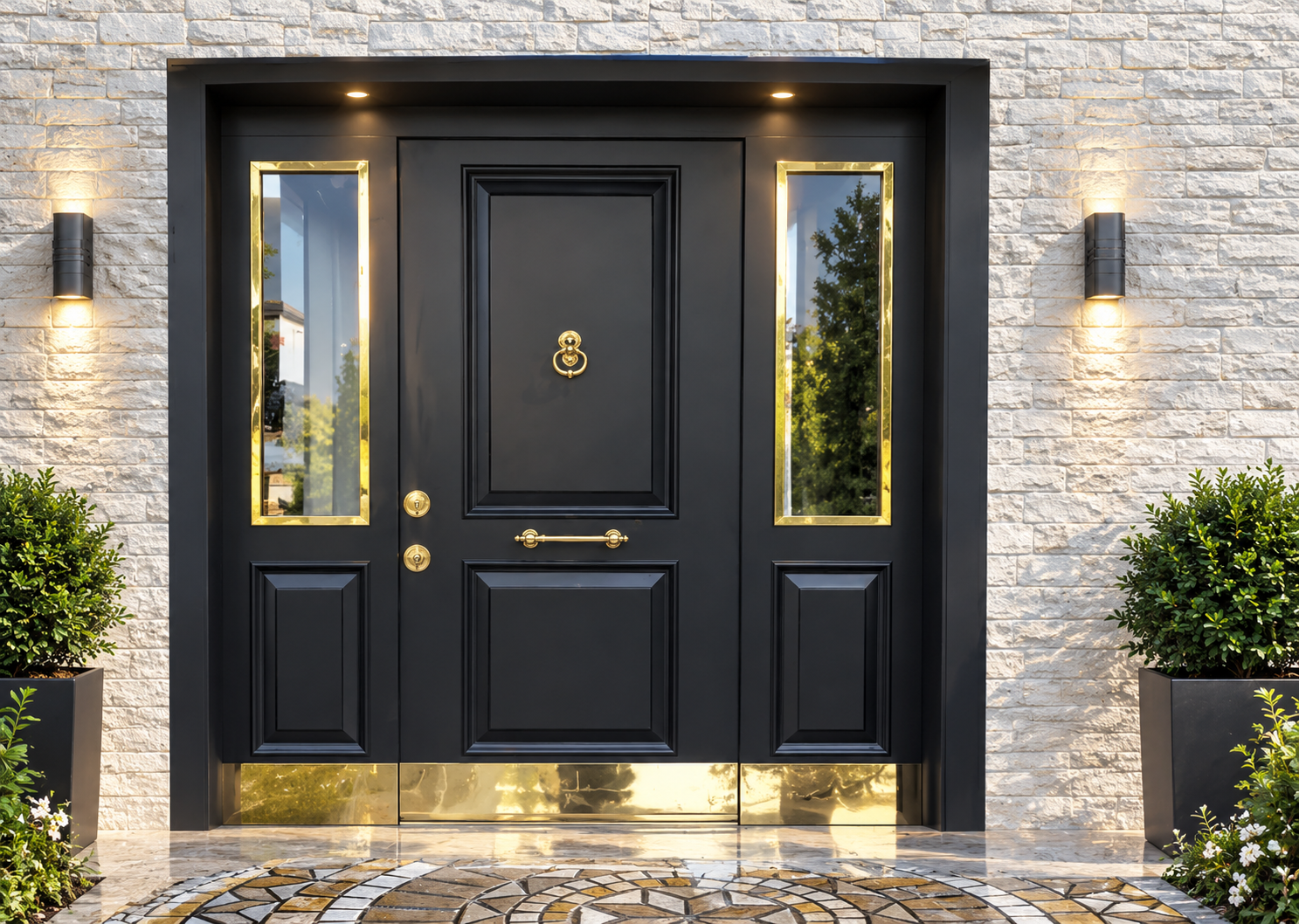 SRY - İnox Detaylı Ahşap Villa Kapısı